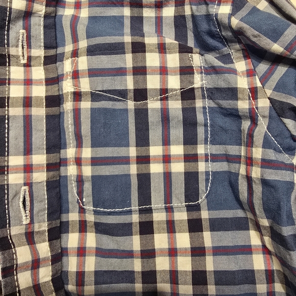 The Children's Place Navy and White Plaid Button Down Shirt - Picture 2 of 4